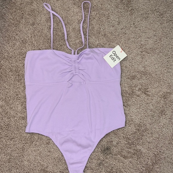 Open Edit Cut Out Body Suit in Purple Bloom - Picture 3 of 8